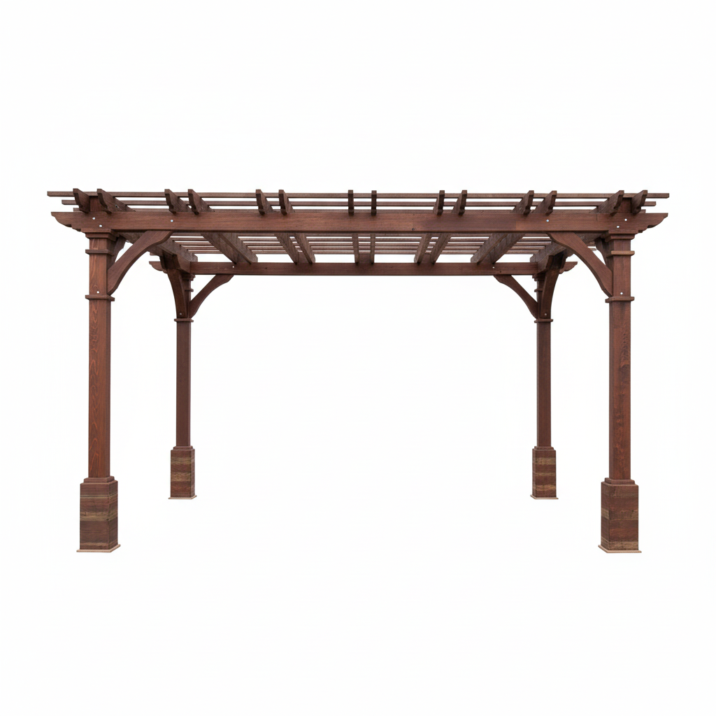 Outdoor Pacific Redwood Double Beam Premium Pergola on white background