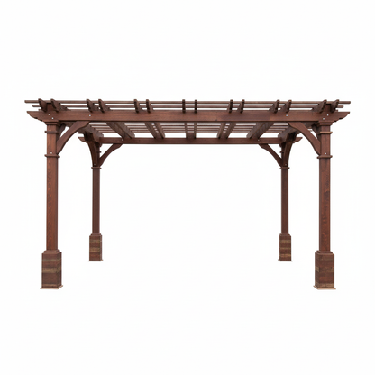 Outdoor Pacific Redwood Double Beam Premium Pergola on white background