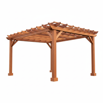 Outdoor Super Deck Redwood Pergola on white background