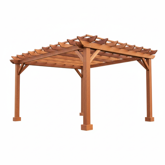 Outdoor Super Deck Redwood Pergola on white background
